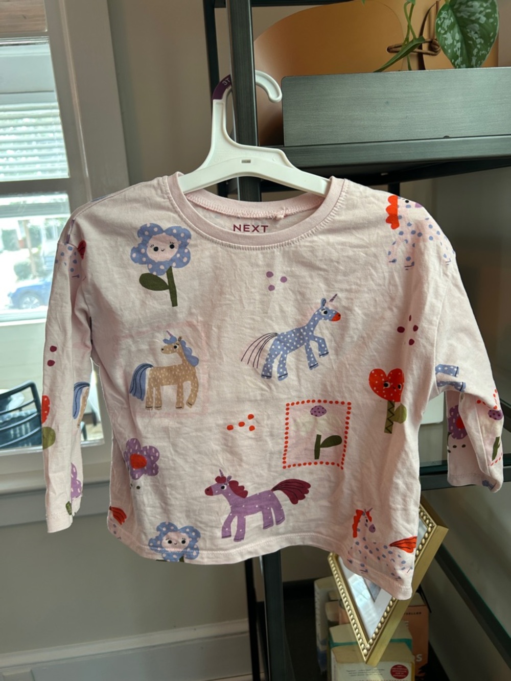 next Light Pink Unicorn & Floral Long Sleeve Tee